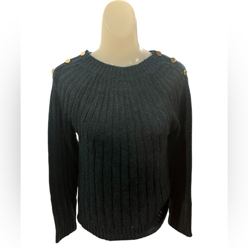 Molly Bracken Duck Blue Sweater with Gold Button Details size S
